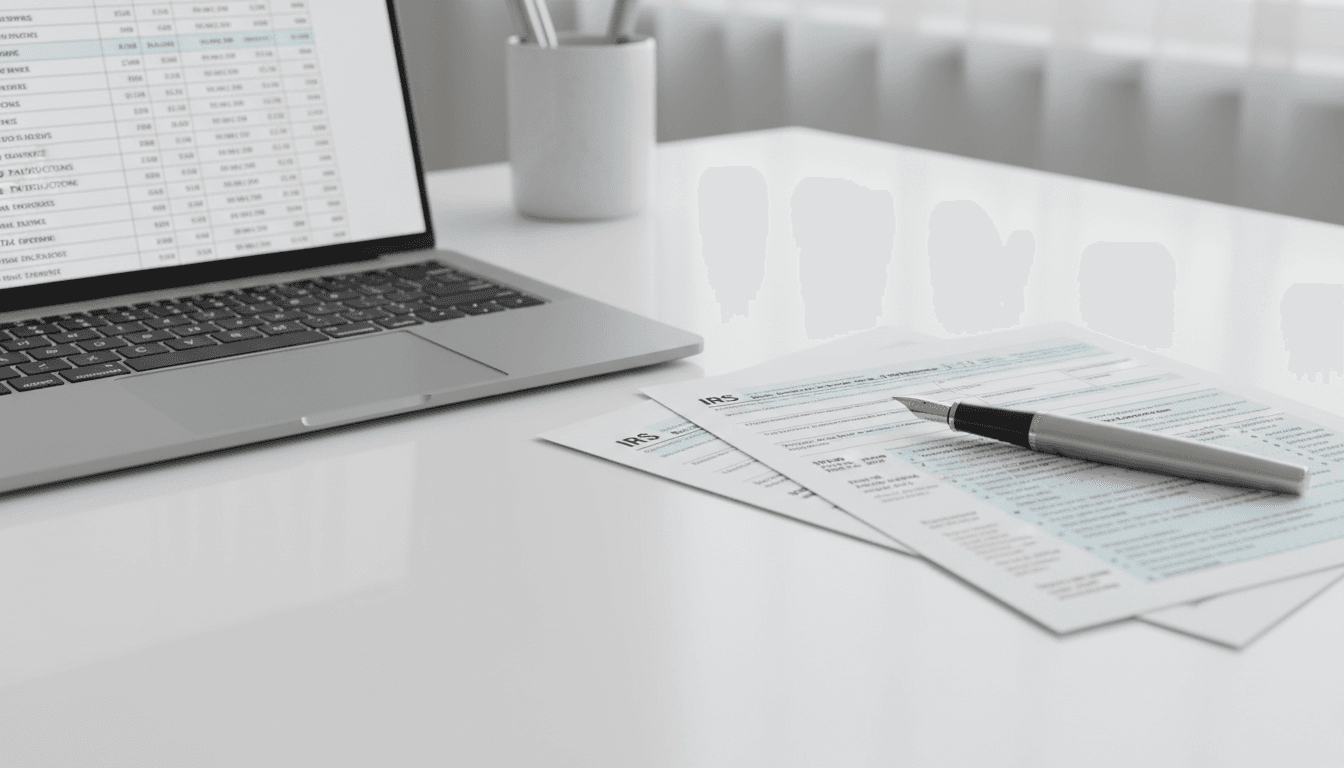 Organized tax forms and financial paperwork